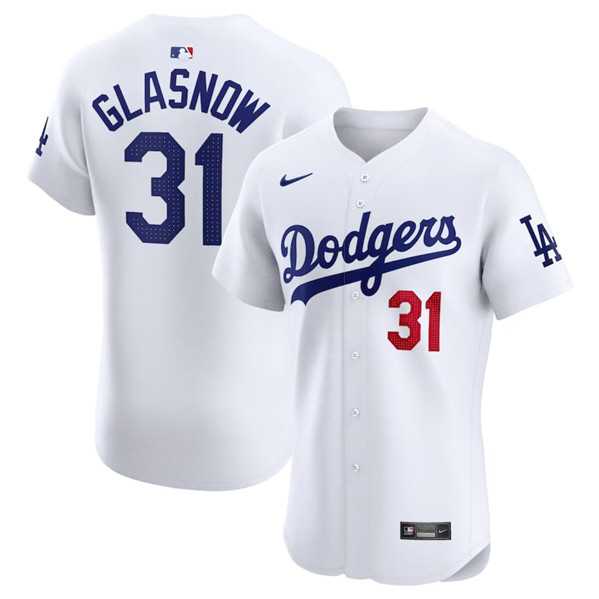 Men%27s Los Angeles Dodgers #31 Tyler Glasnow White Home Elite Stitched Jersey Dzhi